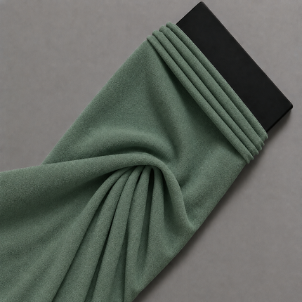 Forest Green Solid Moss Crepe Lycra Fabric — design 849C-SBGP/DS-50, Clothwala