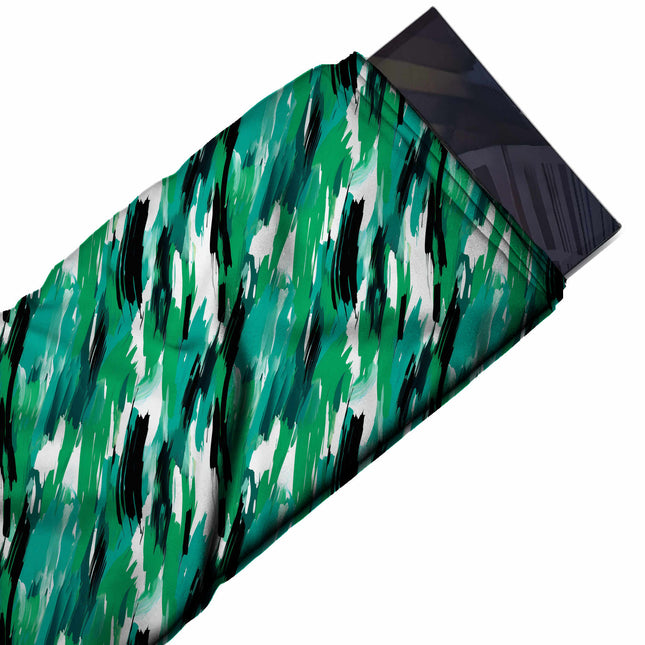 Flat fabric swatch: dense all-over layout of small to medium slanted brush dashes in, design Design No_3953, Clothwala