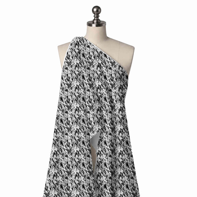 Draped on a mannequin: dense all-over texture of short black slanted slash strokes with, design Design No_3996, Clothwala
