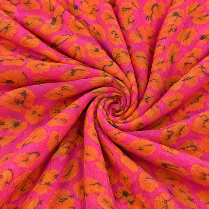 Hot Pink & Orange Abstract Animal Spots Print Fabric — design 10748G0-SBGP/DS-585, Clothwala
