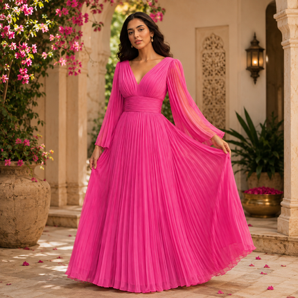 Hot Pink Solid Poly Japanese Satin Fabric — design 1175KC3-PBSRSM/DS-164, Clothwala