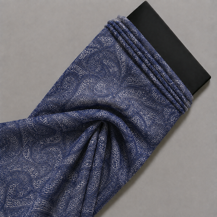 Indigo Blue & Light Grey Solid Poly Chiffon Fabric — design 359AC-S/DS-490, Clothwala