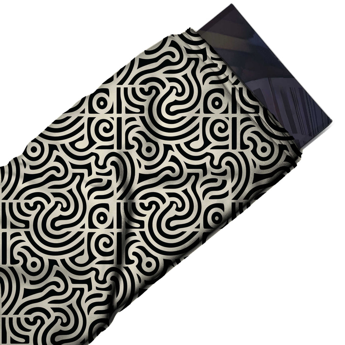 Flat fabric swatch: all-over two-colour pattern of thick concentric arcs, design 3721, Clothwala