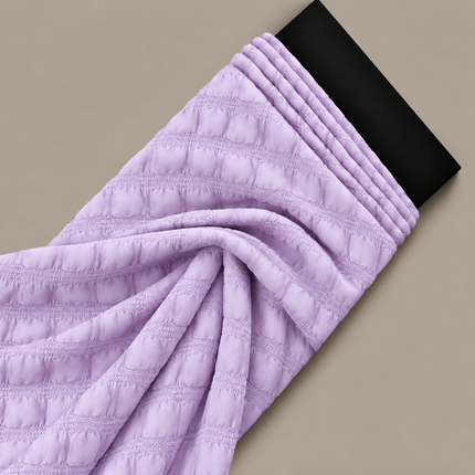 Lavender Solid Lycra Dobby Check Pattern Fabric — design 674SL2-PBSRSM/DS-601, Clothwala
