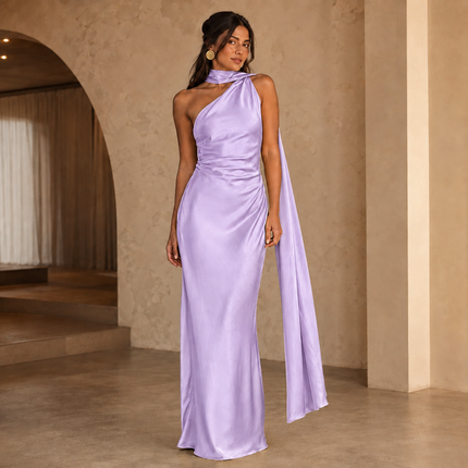 Lavender Solid Poly Japanese Satin Fabric — design 428FS3-RSSC/DS-246, Clothwala
