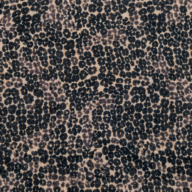 Light Beige & Dark Grey & Black Small Leopard Spots Print Fabric — design DS-26, Clothwala