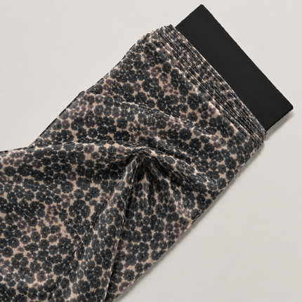 Light Beige & Dark Grey & Black Small Leopard Spots Print Fabric — design DS-26, Clothwala