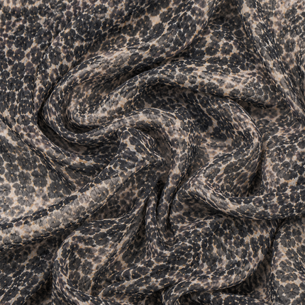 Light Beige & Dark Grey & Black Small Leopard Spots Print Fabric — design DS-26, Clothwala
