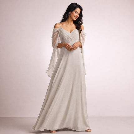 soft Light Beige Solid Poly Georgette Fabric — design 1121A19G-SBGP / DS-468, Clothwala