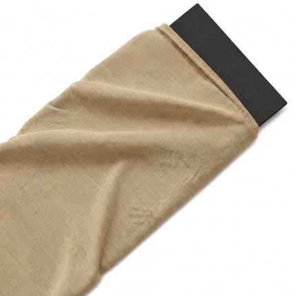Light Beige Solid Poly Slub Linen Fabric — design 1506RKLS2-ABMP/DS-350, Clothwala
