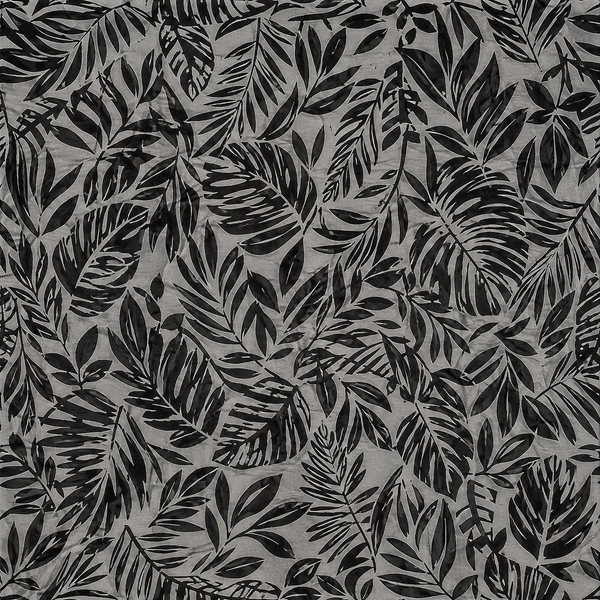 Light Grey & Dark Grey Tropical Leaves Print Fabric