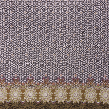 Light Grey & Maroon & Beige Micro Dot & Mandala Border Print Fabric — design 10748G0-SBGP/DS-116, Clothwala