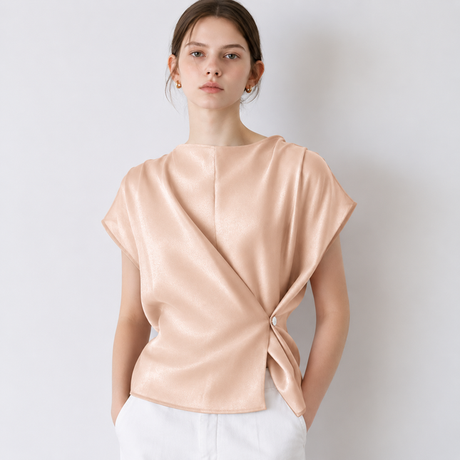 Light Peach Solid Poly Crepe Fabric — design 1240NC/DS-461, Clothwala