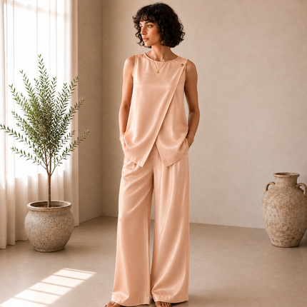 Light Peach Solid Poly Crepe Fabric — design 1240NC/DS-461, Clothwala