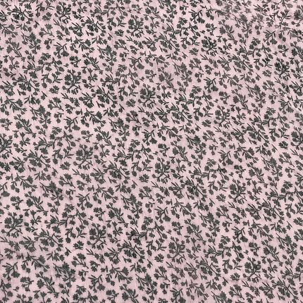 Light Pink & Dark Grey Ditsy Floral Sprigs Print Fabric — design 1382ACSL6-ABJI/DS-24, Clothwala