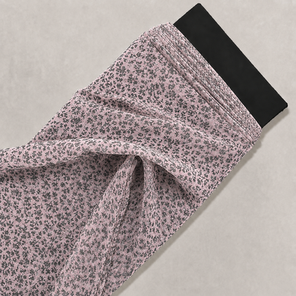 Light Pink & Dark Grey Ditsy Floral Sprigs Print Fabric — design 1382ACSL6-ABJI/DS-24, Clothwala
