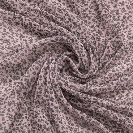 Light Pink & Dark Grey Ditsy Floral Sprigs Print Fabric — design 1382ACSL6-ABJI/DS-24, Clothwala