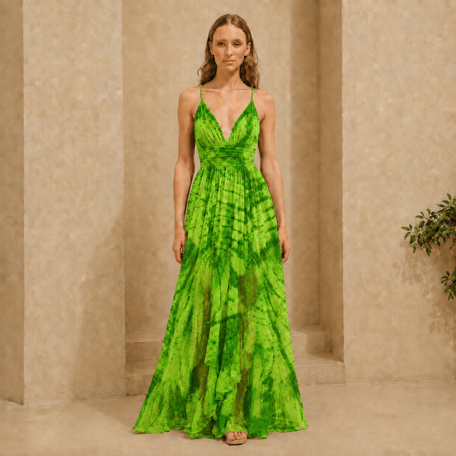 Lime Green & Forest Green Shibori Diamond Print Fabric — design 10748G0-SBGP/DS-577, Clothwala