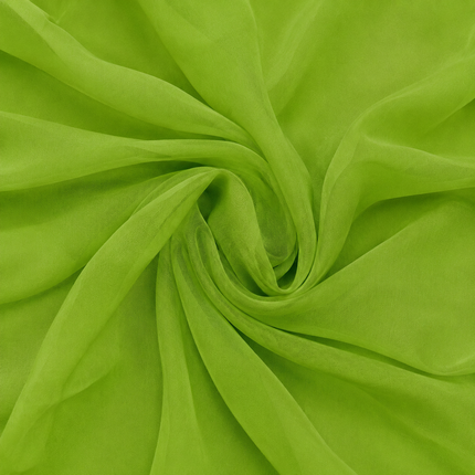 Lime Green Solid Color Georgette Fabric — design 1080A2O-SBGP	/ DS-157, Clothwala