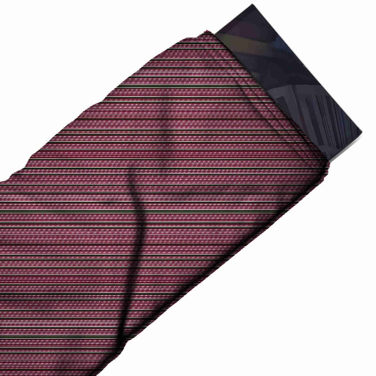 Flat fabric swatch: dense all-over horizontal pinstripe of very fine dashed lines in, design Design No_4842, Clothwala