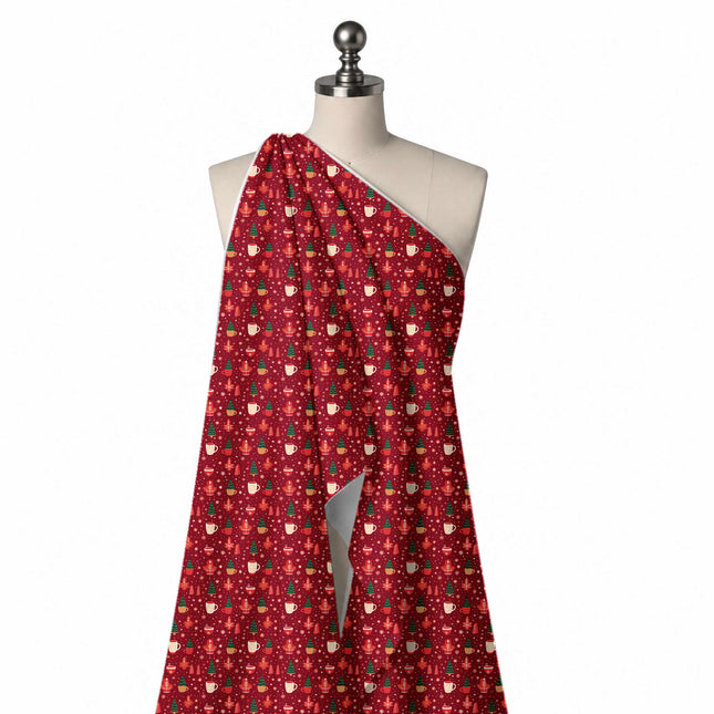 Draped on a mannequin: one-way all-over print of small cream spotted mugs, design Design No_4686, Clothwala