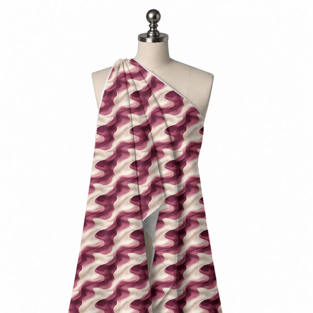 Draped on a mannequin: large-scale all-over print of fluid interlocking swirls with fine, design Design No_3939, Clothwala
