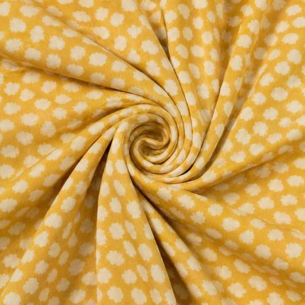 Mustard Yellow & Cream Irregular Dots Print Fabric — design 1440PMC-RSSC/DS-455, Clothwala