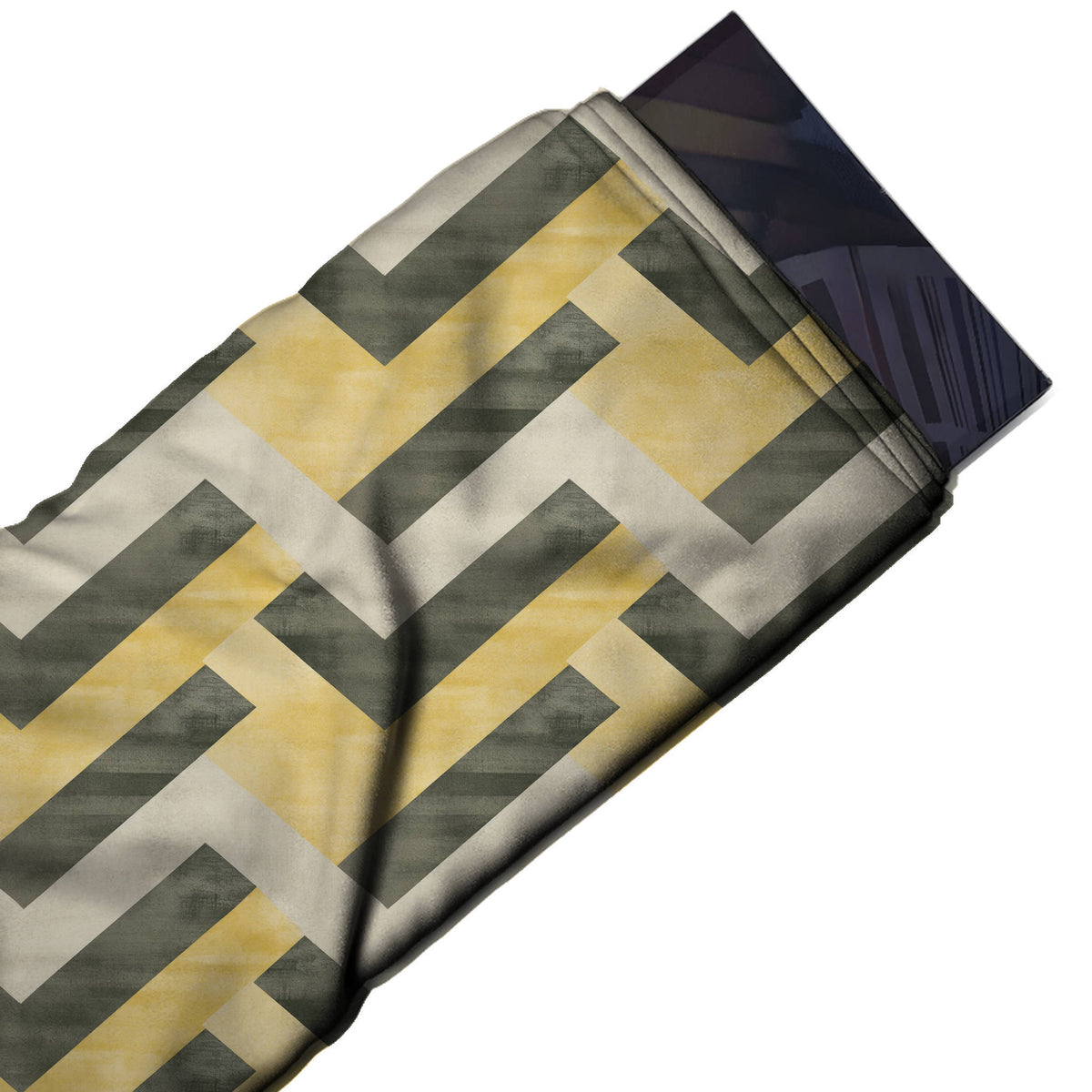 Flat fabric swatch: very large-scale geometric of interlaced horizontal zigzag bands in, design Design No_4335, Clothwala