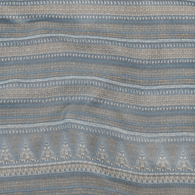 Muted Blue-Grey & Light Taupe Solid Poly Georgette Fabric — design 1563A48G-AGGP/DS-463, Clothwala