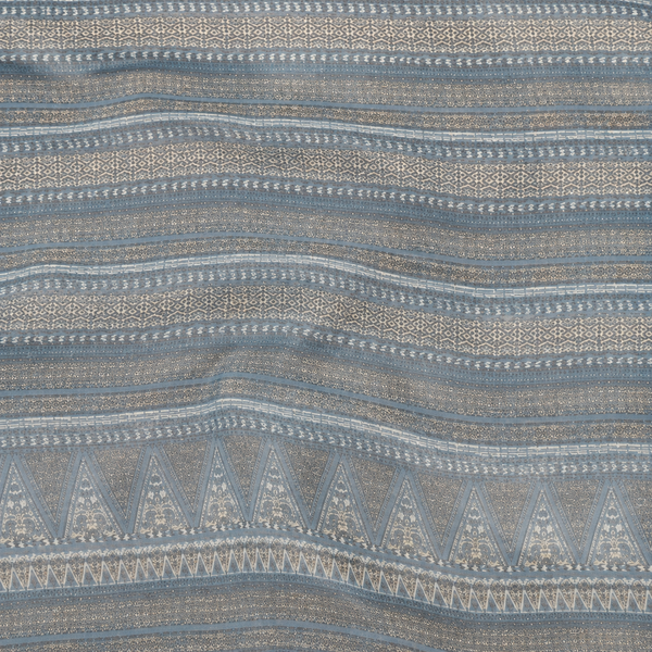 Muted Blue-Grey & Light Taupe Solid Poly Georgette Fabric
