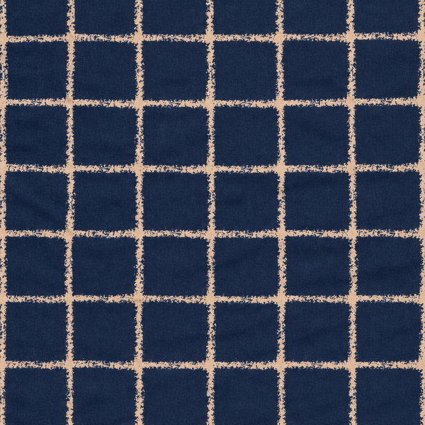 Navy Blue & Beige Solid Poly Georgette Fabric