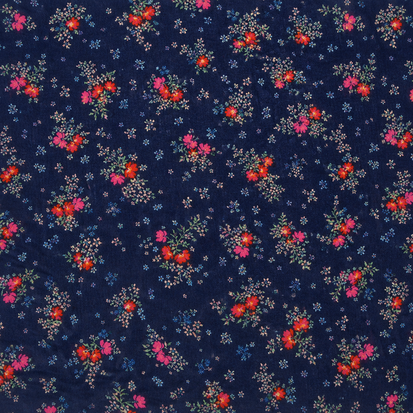 Navy Blue & Red & Hot Pink Solid Poly Georgette Fabric