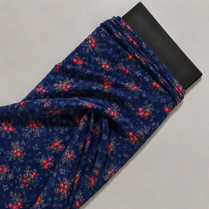 Navy Blue & Red & Hot Pink Solid Poly Georgette Fabric — design 1294GS-RBPF/DS-556, Clothwala