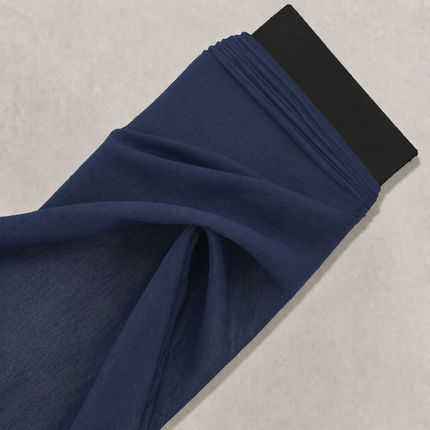 Navy Blue Solid Poly Chiffon Fabric — design DS-47, Clothwala