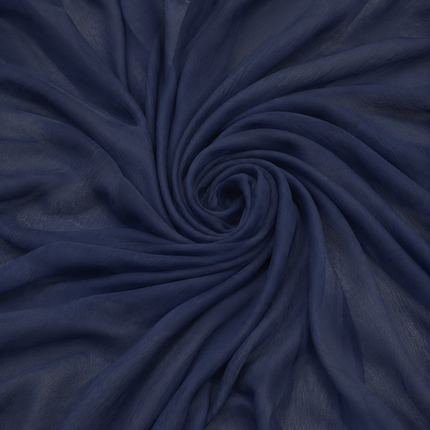 Navy Blue Solid Poly Chiffon Fabric — design DS-47, Clothwala