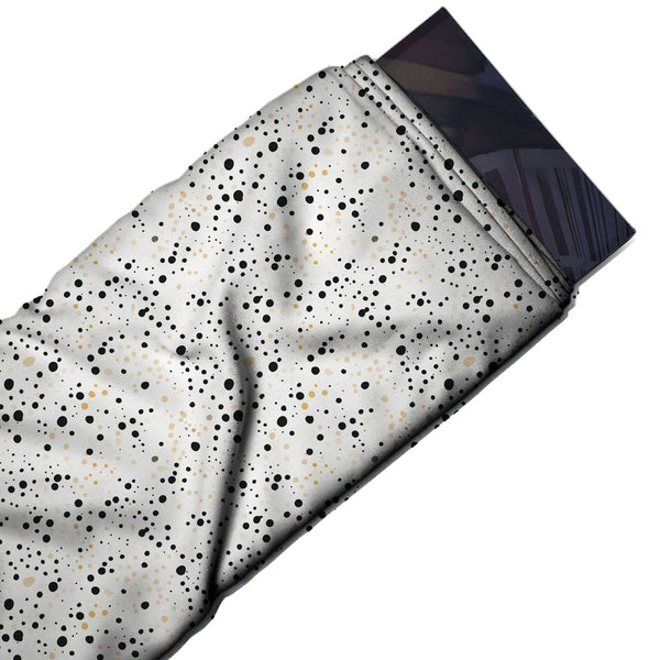 Off-White & Black Clustered Confetti Dots Printed Spandex Fabric