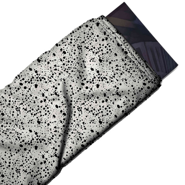 Off-White & Black Dense Ink Speckle Printed Spandex Fabric