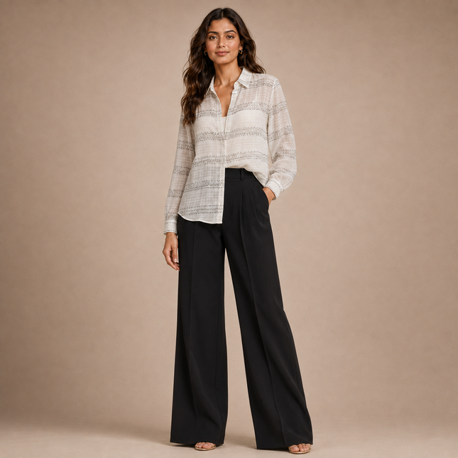 Off-White & Grey Textured Horizontal Stripe Print Fabric — design 365, Clothwala