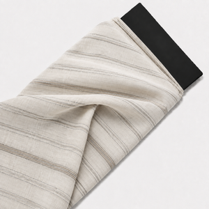 Chifffon Off-White & Grey Textured Horizontal Stripe embroidery Fabric