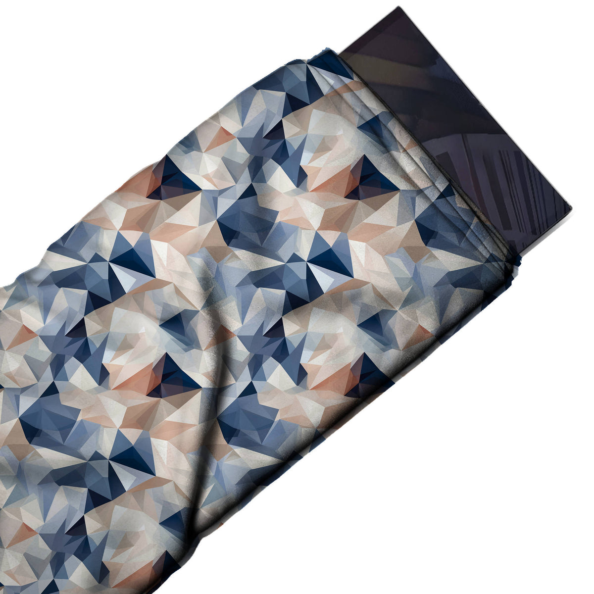 Flat fabric swatch: all-over low-poly geometric of small triangles, design 3511, Clothwala