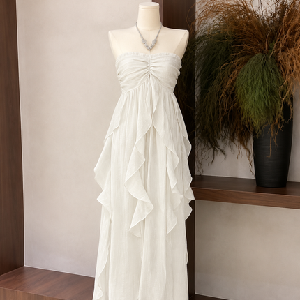 Off-White Solid Poly Chiffon Fabric — design 785SCB8-ABJI/DS-130, Clothwala