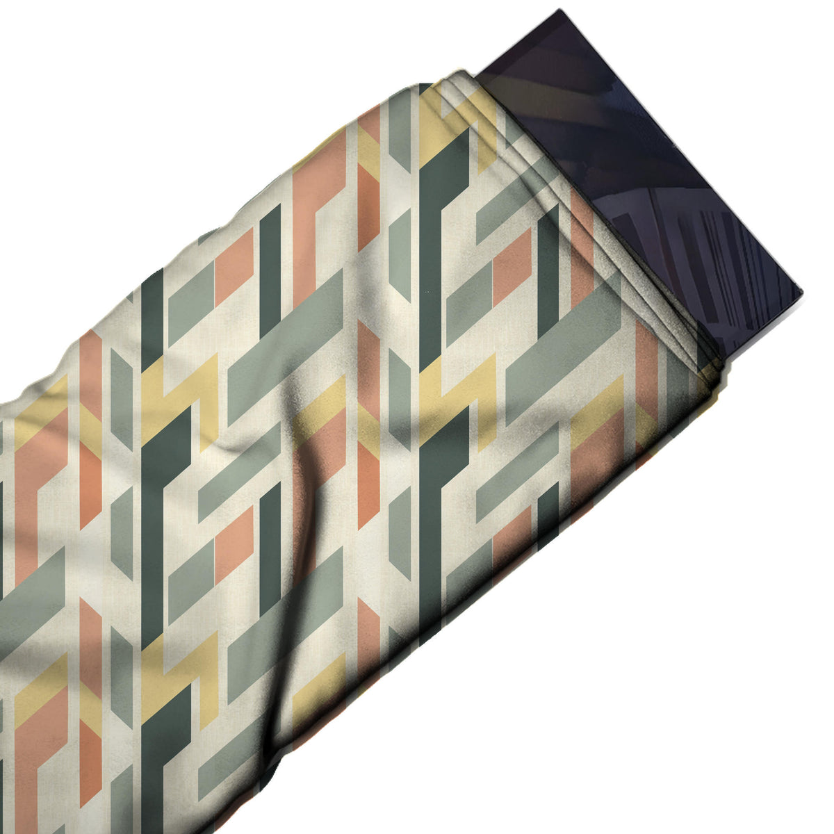 Flat fabric swatch: all-over geometric of vertical and diagonal bars and parallelograms in, design Design No_4316, Clothwala