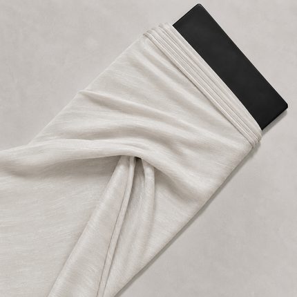 Off-White Solid Poly Chiffon Fabric — design 1447NCC-LBOT/DS-133, Clothwala