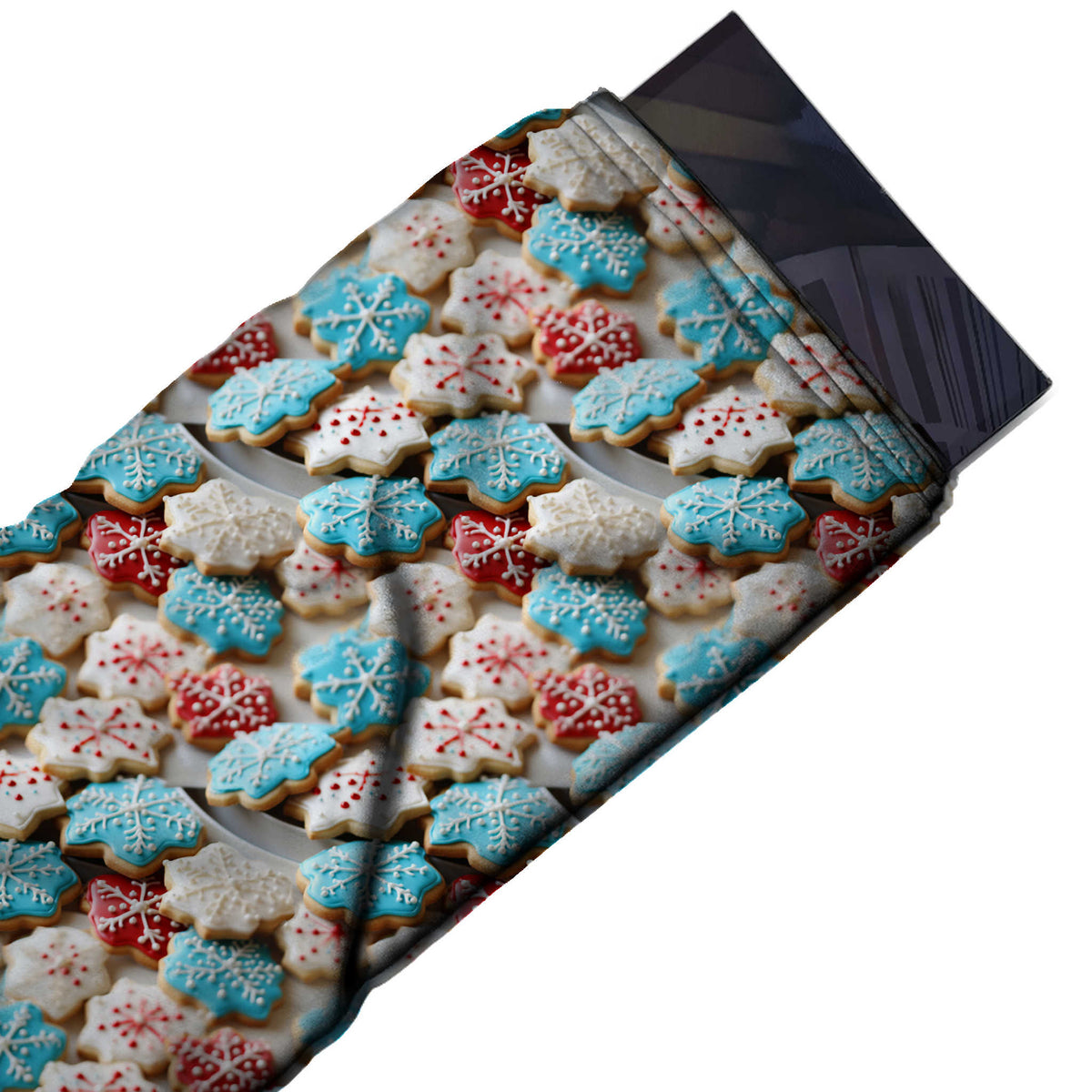 Flat fabric swatch: dense all-over photographic print of overlapping medium-scale, design Design No_4642, Clothwala