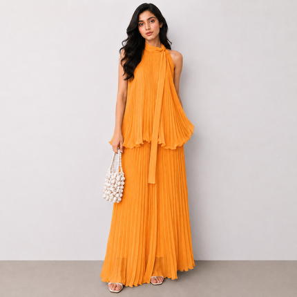 Orange Solid Poly Georgette Fabric — design 908BBM-ABJI/DS-166, Clothwala