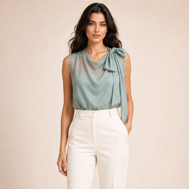 Pale Aqua Solid Poly Chiffon Fabric — design DS-132, Clothwala