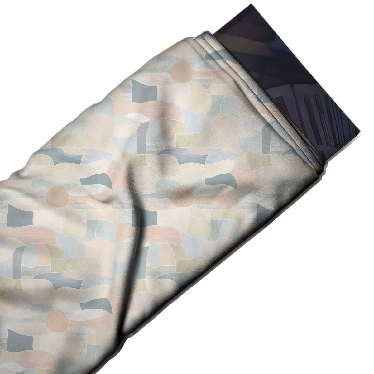 Flat fabric swatch: all-over low-contrast layout of small-to-medium curved segments and, design Design No_4227, Clothwala