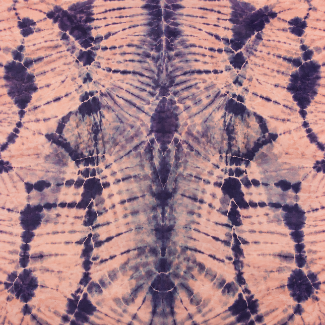 Pale Coral Pink & Indigo Purple Shibori Diamond Radiance Print Georgette Fabric — design 10748G0-SBGP, Clothwala