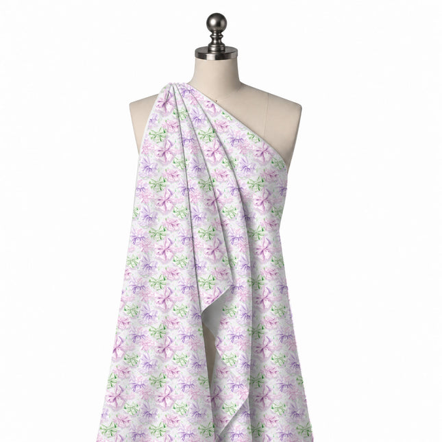 Draped on a mannequin: all-over print of medium multi-loop satin rosette bows with a, design Design No_4420, Clothwala