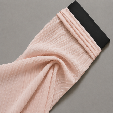 Pale Peach Solid Poly Japanese Satin Fabric — design 449SC-ABDT/DS-163, Clothwala